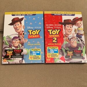 Special edition Toy Story 1 AND 2. dvd + blue ray sets. Pice for both movies